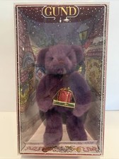 VINTAGE 1993 GUND CHRISTMAS COLLECTIBLE BEAR Purple With Wrapped Gifts Sealed