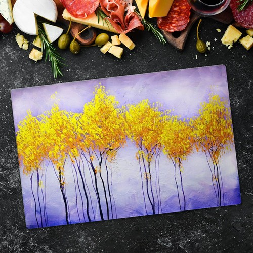 Lot De 2 Planches à Découper En Verre Trempé - Motif Aquarelle Arbres Et Maisons - 40x52cm - Coloray