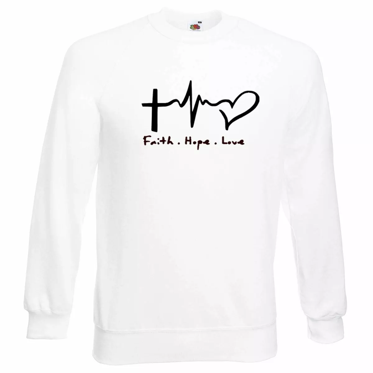 Unisex White Faith Hope Love God Christianity Religion Sweatshirt
