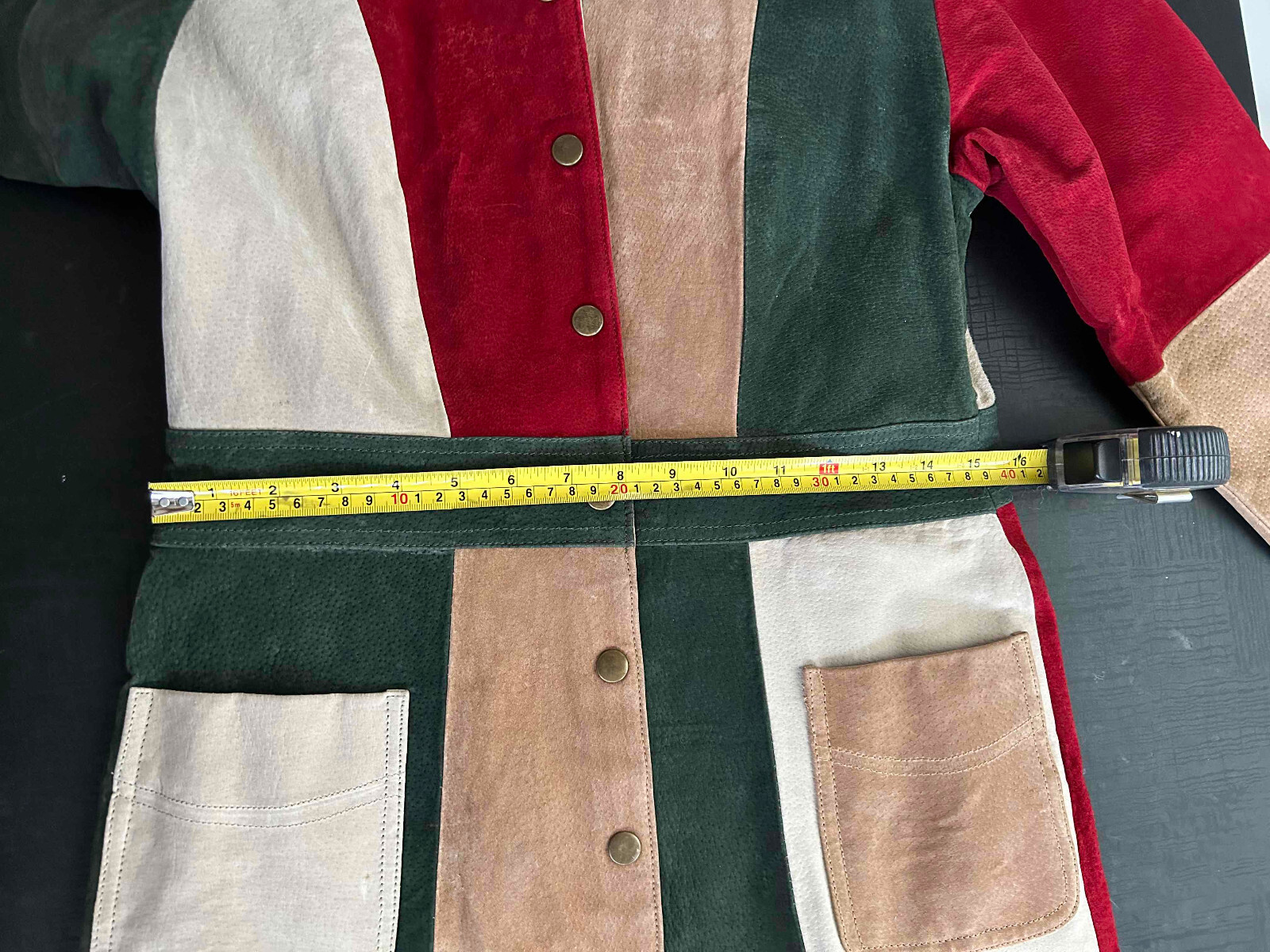 Leather Patchwork Tailored Coat Size M - Please R… - image 4