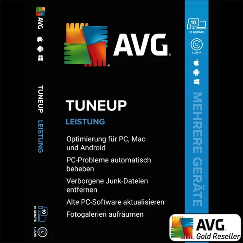AVG TuneUp Mehrere Geräte 2025 | 10 Geräte 1 Jahr | PC,Mac,Android,iOS | DE NEU