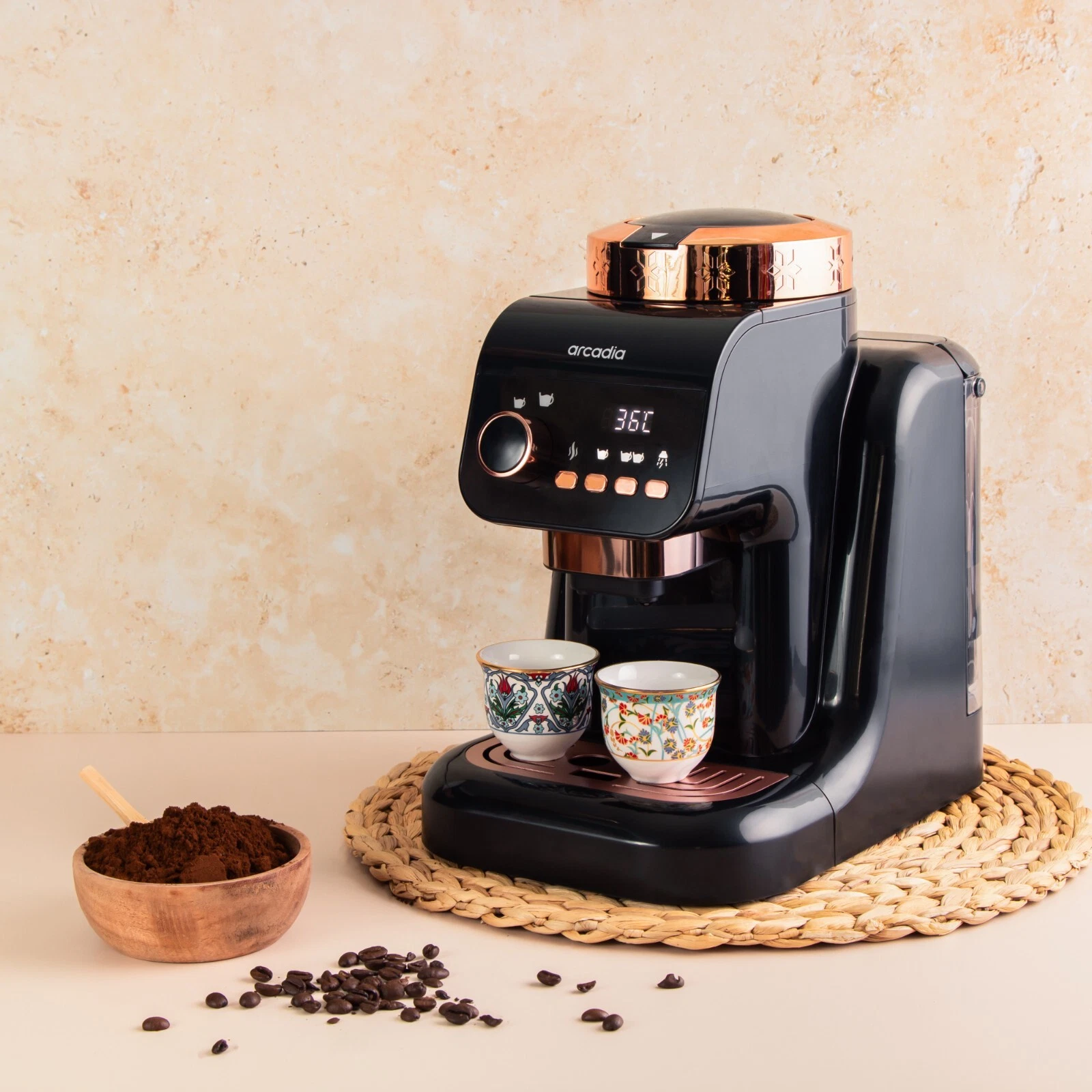 Arcadia Automatic Turkish Coffee Maker, Machine, Digital, LED Display, UK-plug