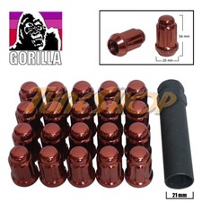 20 Gorilla Spline Tuner Lock Lug Nut 12x1.25 1.25 Acorn Wheels Rims Red Close N