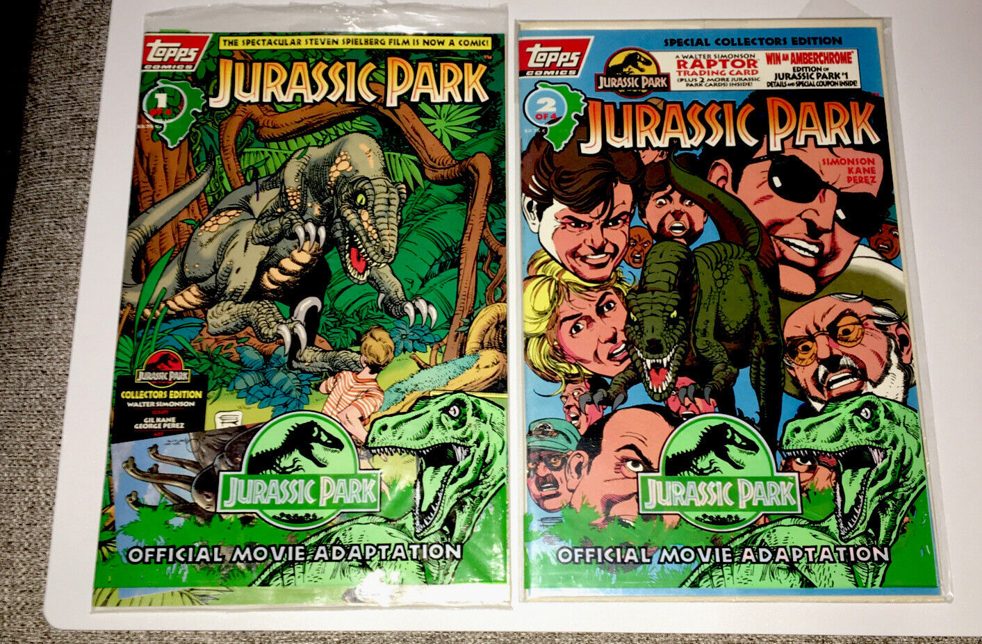 JURASSIC PARK MOVIE EDITION #1 & #2 FACTORY SEALED 1993 TOPPS COMIC BOOK