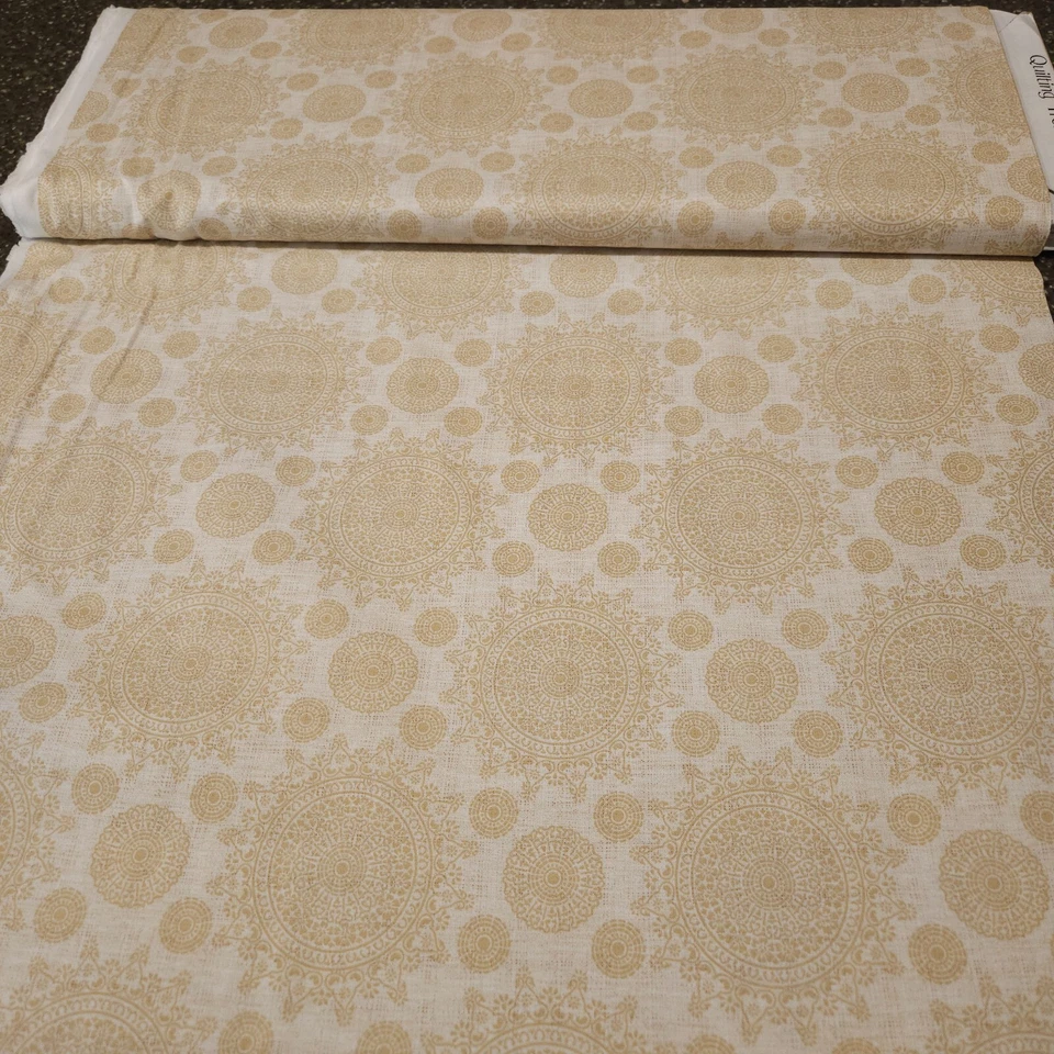 Thimble Pleasures BTY Dan Morris Quilting Treasures Tan Beige Medallion - Image 3 of 3