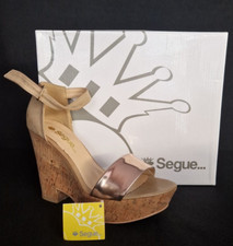 Segue Keil Damen Sandalen Keilabsatz Sommersandalen Rosegold Beige Gr. 41