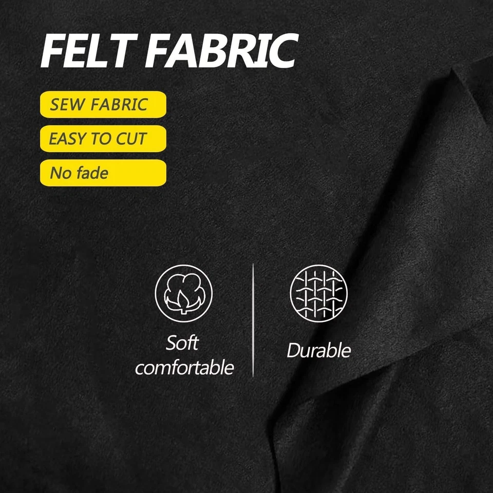 Tela de fieltro negro - 1,6 mm de espesor 36" X 18" cuadrado flexible fieltro artesanal por el Foto 2 de 4