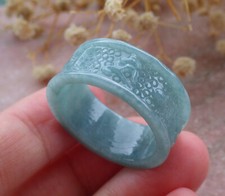 Certified Green Burma 100 Natural A JADE Jadeite Mantra RING USA 12.5    676375