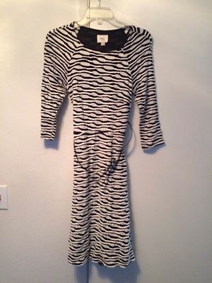 ECI LADIES BLACK/WHITE 3/4 SLEEVE CRINKLE LOOK DRESS SIZE 8 NWOT | eBay