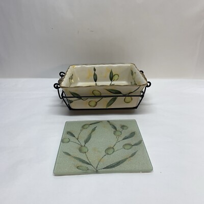 RETIRED TEMPTATIONS by Tara NAPOLI 1.5 Qt SQUARE BAKING DISH metal rack trivet