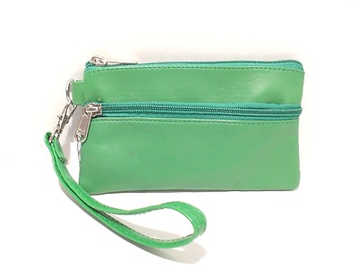 LEATHER SMALL WRISTLET WALLET #VW-613 #GREEN