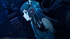 Anime headphones music girls kon akiyama mio cyan blue Playmat Game Mat Desk