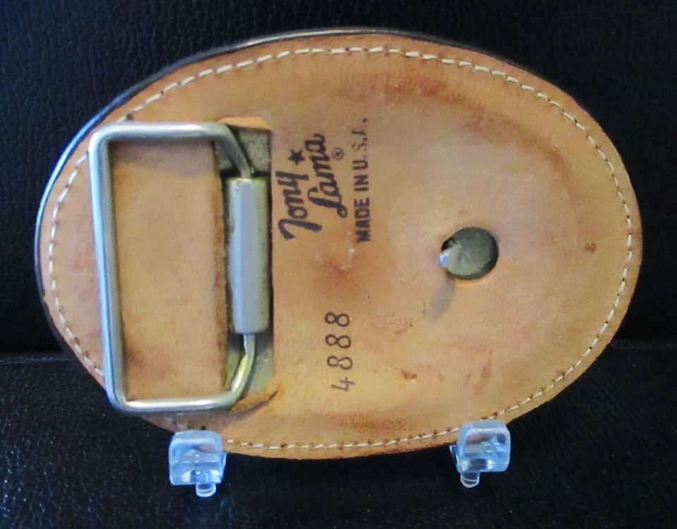 Raro TONY LAMA 4H Club Cuero y Metal Hebilla de Cinturón Edición Limitada #4888 Lucky Clover Foto 2 de 3