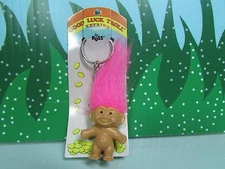 TROLL KEY CHAIN - 2" Russ Troll Doll - NEW ON CARD - Pink Hair