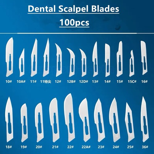 100 Sterile Surgical Blades with FREE Scalpel Knife Handle Dental Medical Tools - Picture 2 of 17