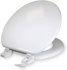 Lift-Off Front Round Closed Molded Wood Toilet Seat Slow Adjustable Hinge White