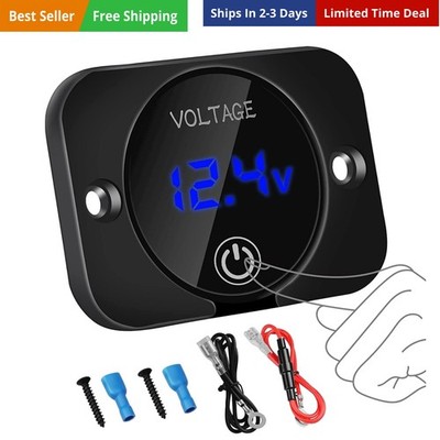 Battery Voltage Gauge, DC Volt Meter 12 Volt 24 Volt, LED Digital Display Vol...