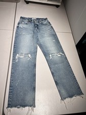 Moussy Vintage Jeans Women  s 28 Howa Slim Distressed Selvage Denim Japan 28x30.5