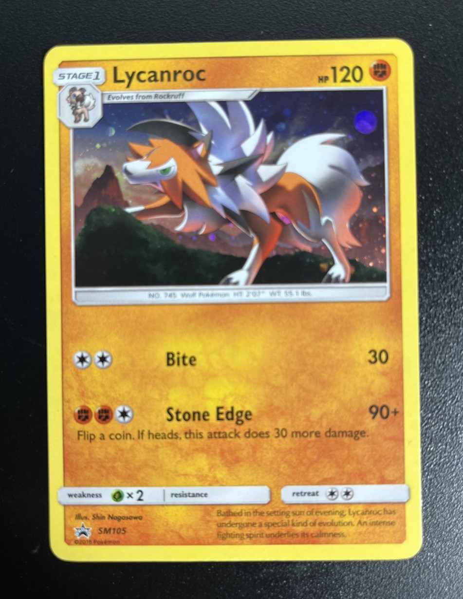 Lycanroc SM105 Promo SM Promos Pokemon Card 1 Swirl Cosmos