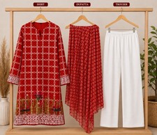 Pakistani Tradition 3 Piece Embroidery Lawn Dress Size Medium