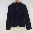 Y2k womens velvet jacket size M black long sleeve cotton blend 123773
