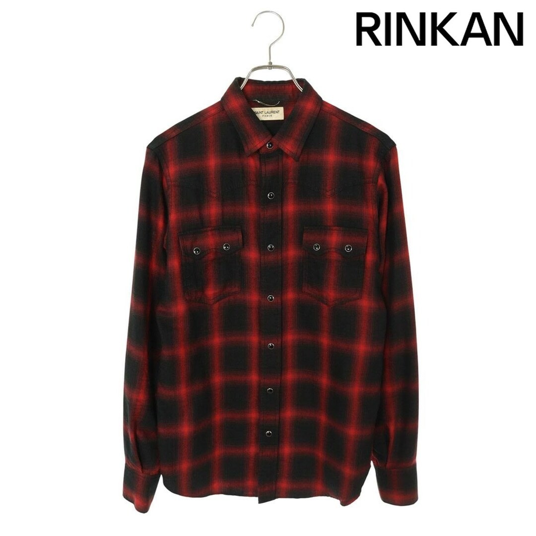 Camicia Saint Laurent Paris 15AW 398063 Y952I Ombré Check Western manica lunga usata