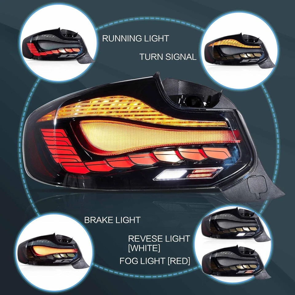 Par de lanternas traseiras fumê LED esquerda+direita para 2014-2021 BMW 2 Series F22 F23 F87 M2 - Imagem 3 de 4