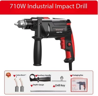 Multi-Function Impact Drill, 220V Handheld Drill, Compact Electric Hammer