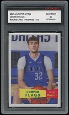 Cooper Flagg 2025-26 Topps Living #11 Dallas Mavericks Rookie Card 1st Graded 10