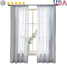 Embroidered Border Curtain Panel Light Filtering Rod Pocket Back Tab 50x108 New