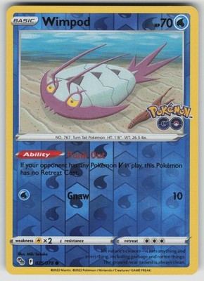 WIMPOD 025/078 COMMON POKEMON GO POKEMON REVERSE HOLO NEAR MINT