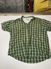 2426-Wrangler Short Sleeve Button Up Shirt XL Green White Blue Plaid