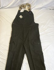 Filson Men's Mackinaw Wool Green Solid Bib Pants Size 36 Made in USA