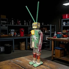 Kent Greenbaum Rusty Nut Robot A123 BUCK Quirky Found Object Assemblage Folk Art