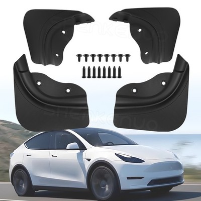 4PCS Black Mud Flaps Splash Guard No Drilling Fits For Tesla Model Y 2025-2026