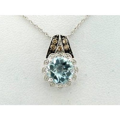 Le Vian 14K White Gold Pendant Necklace for Women 1 3/4 cts Aquamarine Diamonds