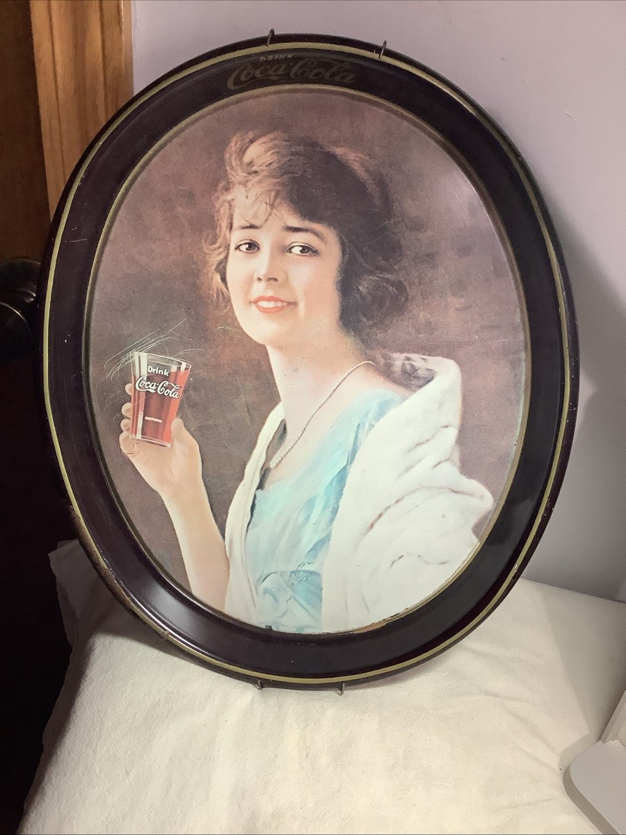 VTG 1920's Oval Coca Cola Tray 15” X 12” X 2” W/ Hanger~ Original