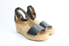 Franco Sarto L-Clemens Women's Black Wedge Sandals 10M MinUse