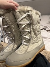 Womens Quechua Ivory Beige Lace Up Fleece Lined Winter Snow Boots UK 5
