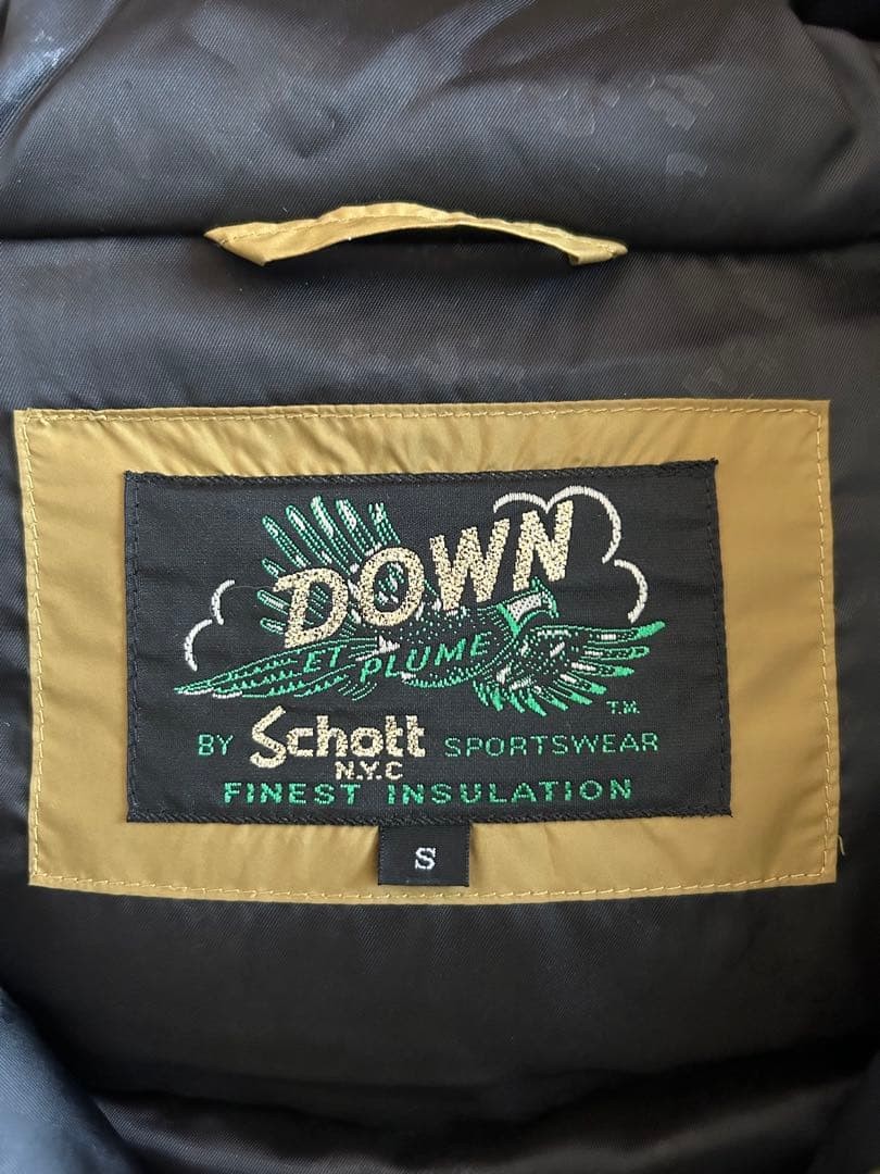 Schott Down Jacket S 2Toneワッペン 軍ミリタリー風コラボ新品 - image 7