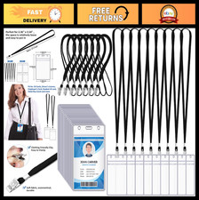 200 Pcs Name Tag Lanyards with ID Holders, Waterproof Clear Badges for Office 
