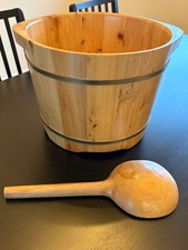 11  Tall Wooden bucket for foot soak with Ladle