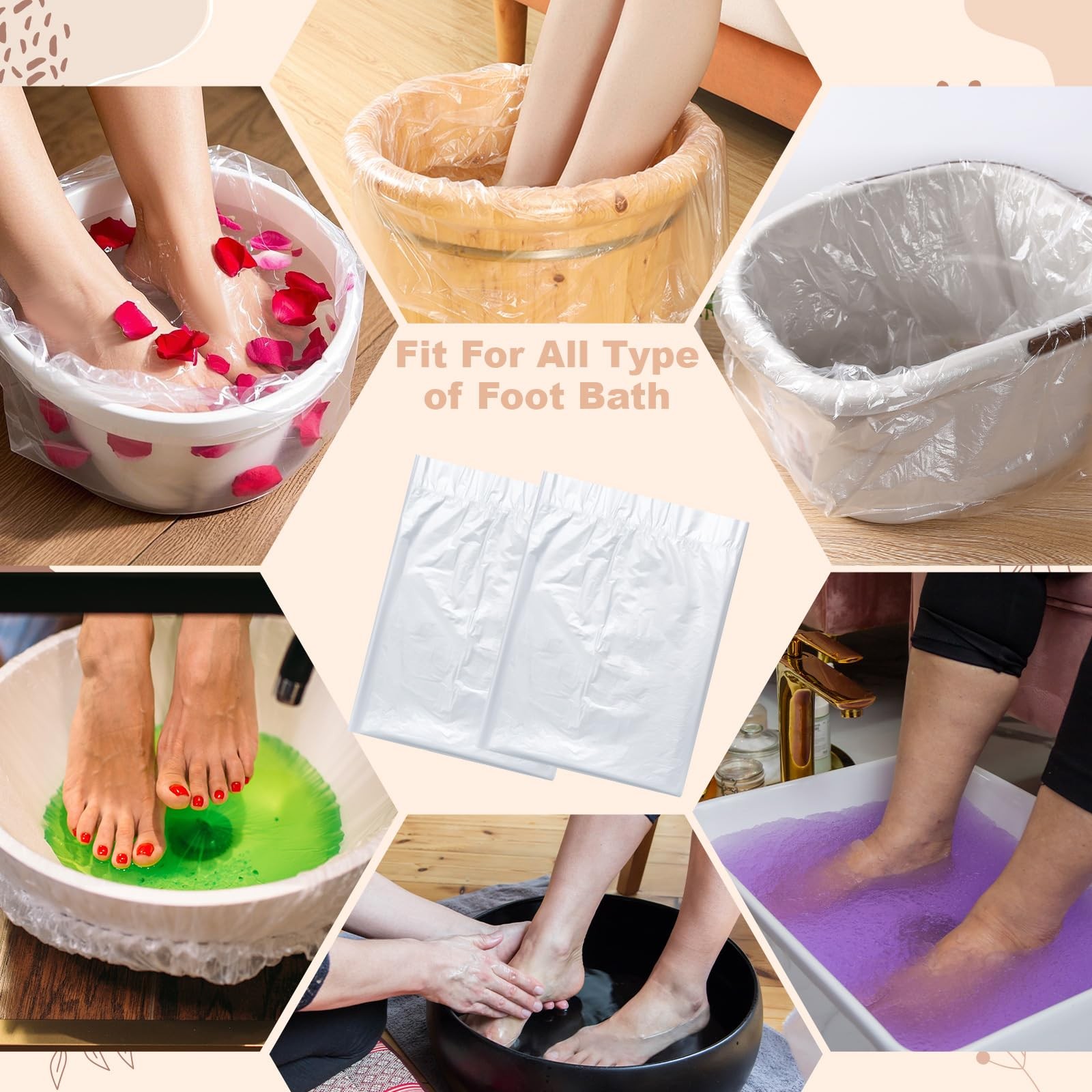 160 Pcs Disposable Foot Tub Liner Thick Large Foot Bath Liners Clear Plastic ...