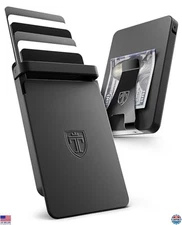 TRAVANDO SLYDE Slim Aluminum RFID Blocking Wallet for Men - Holds 6 Cards, Black
