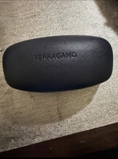 Ferragamo Black Hard lather Felt Lined Eyeglass, Sunglasses Case