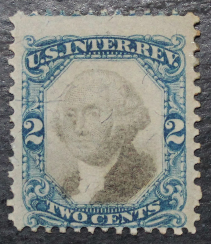 US Revenue Stamps #R104 - 1871 2c U.S. Internal Revenue Stamp, Blue & Black RL61