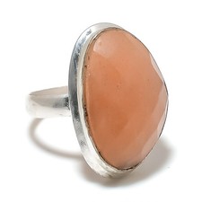Sunstone Gemstone Handmade 925 Sterling Silver Jewelry Ring Size 7 u943