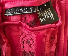 LAVISH Women Pink Lace Corset Size Small -Zip Back-Front Black Lace Up NWT