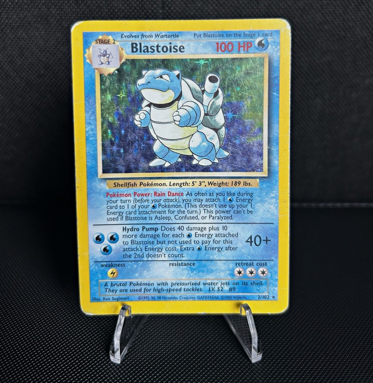 Pokemon Base Set Blastoise 2/102 Base Set Holo Rare English 1999 (HP 100)