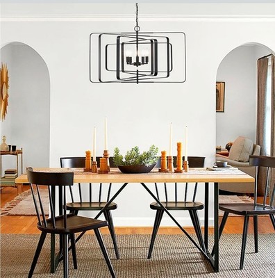 Modern Black Geometric Chandelier for Dining Room, Living Room, Kitchen 5 Light
